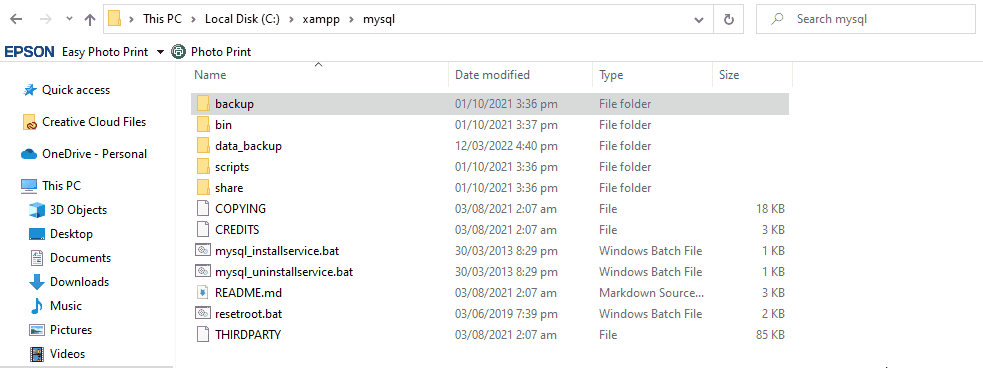 GIF showing copying of backup folder
