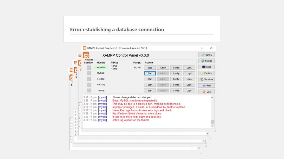 Error: MySQL Shutdown Unexpectedly