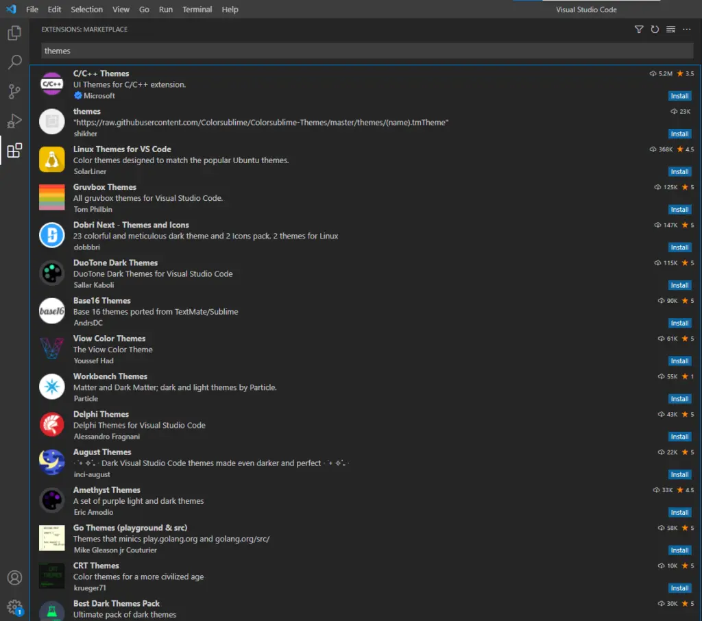 Theme results in Visual Studio Code Editor Daily Tool